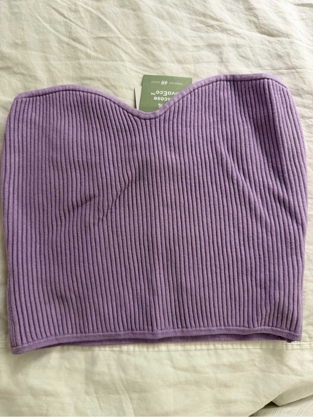 H&M Lilac Ribbed Strapless Tube Top